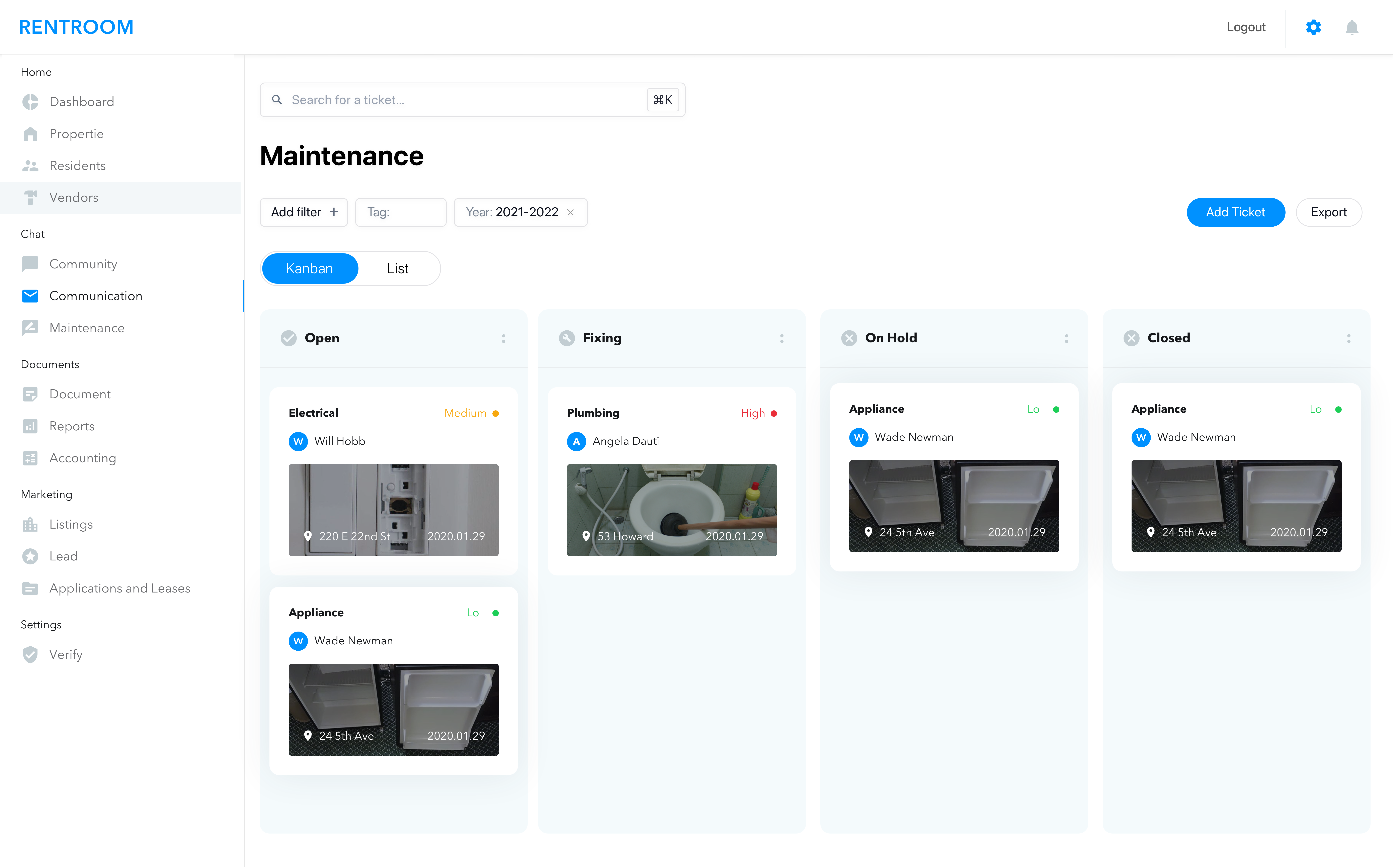 screenshot of Rentroom
