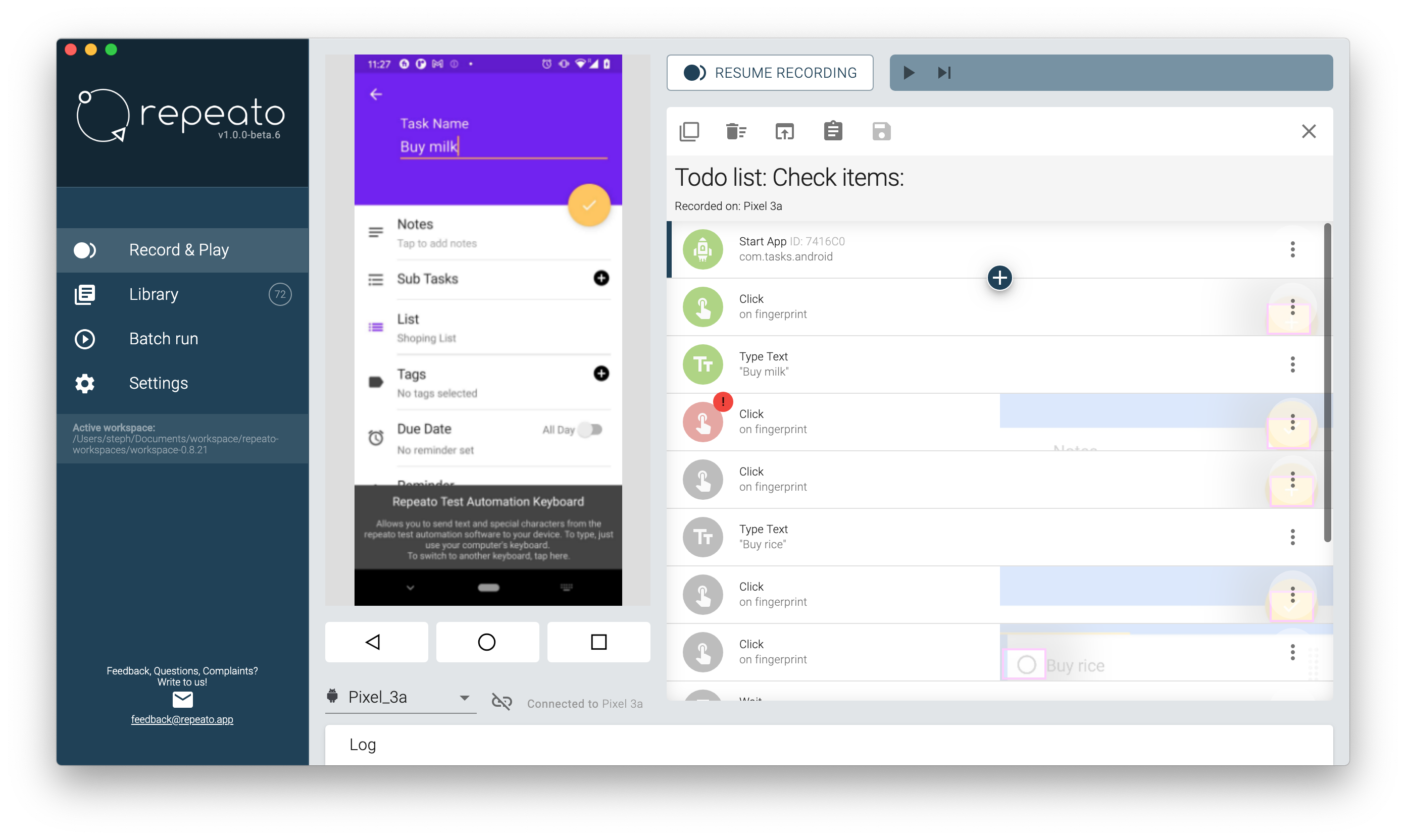 screenshot of Repeato