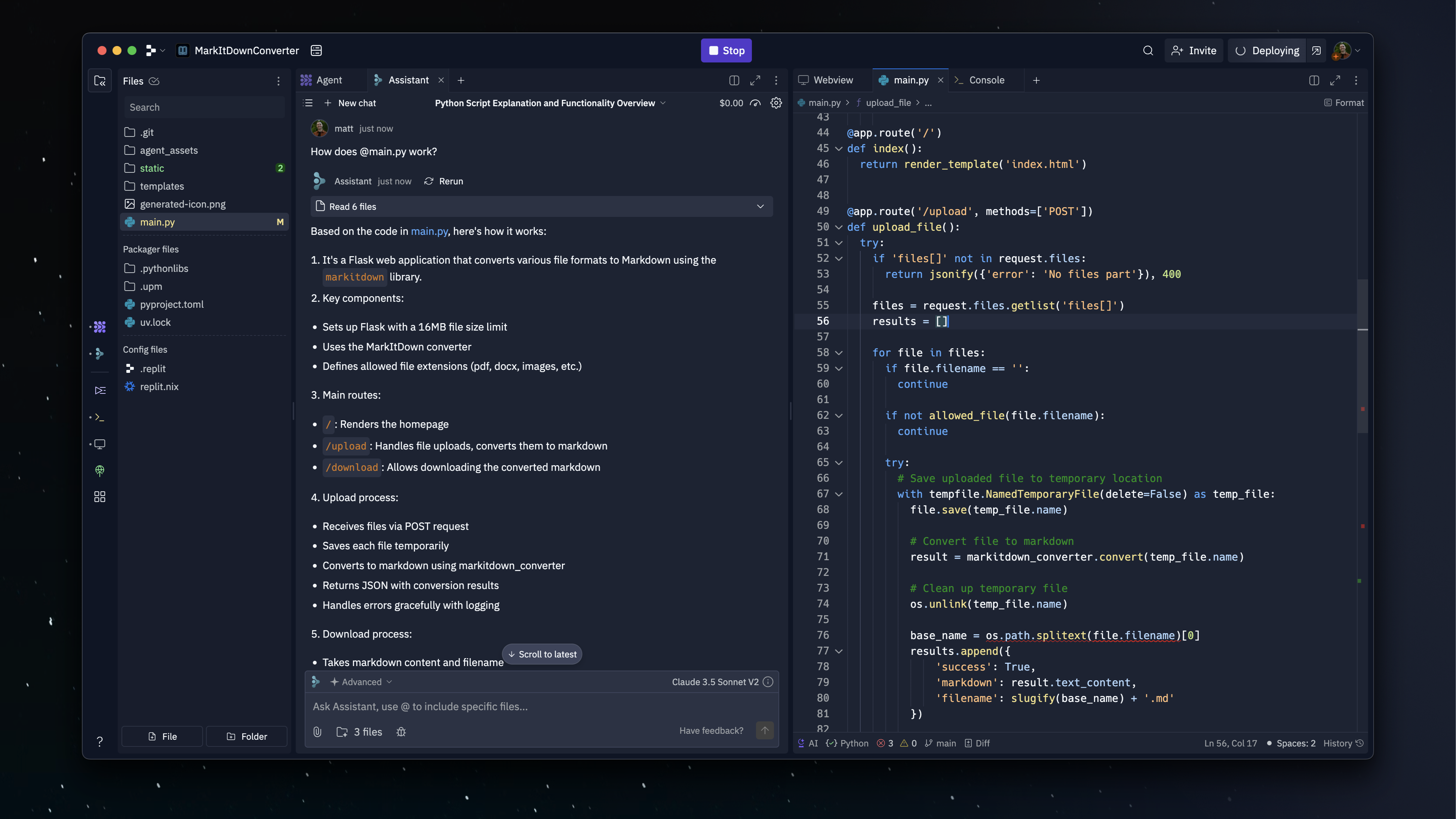 screenshot of Replit
