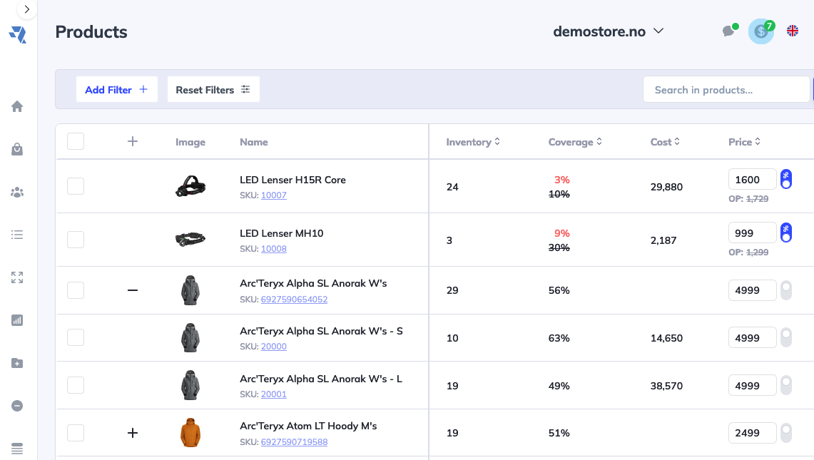 screenshot of Reprice