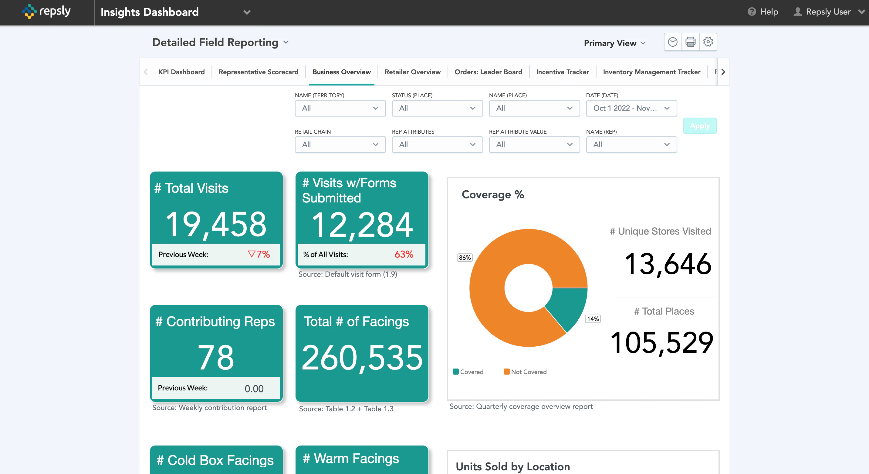 screenshot of Repsly