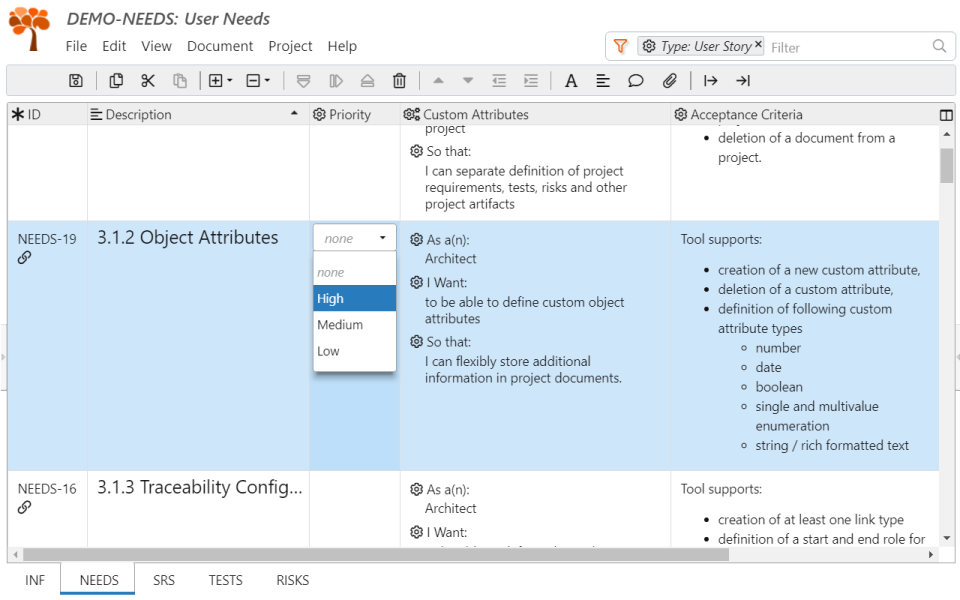 screenshot of ReqView