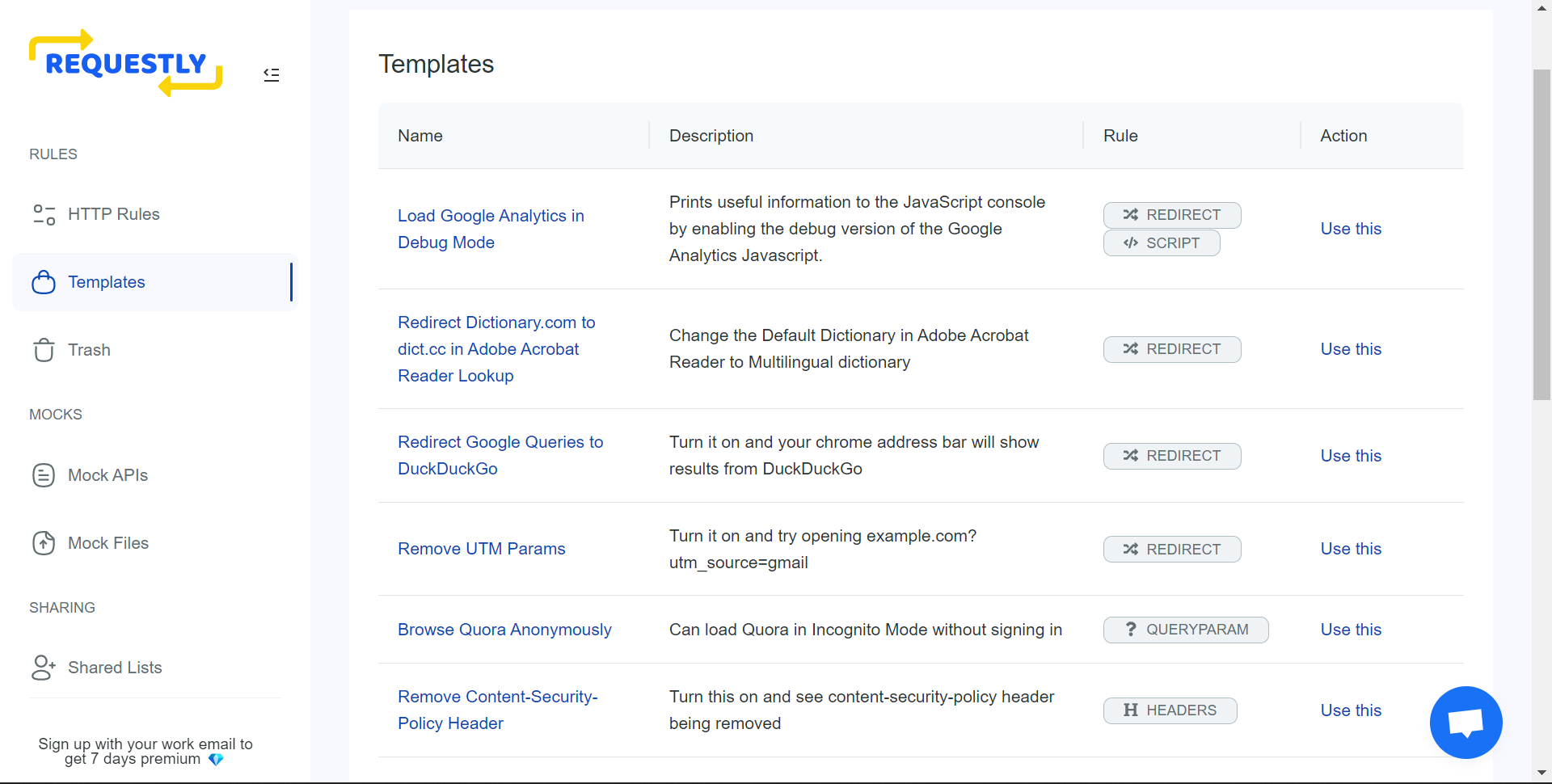 screenshot of Requestly