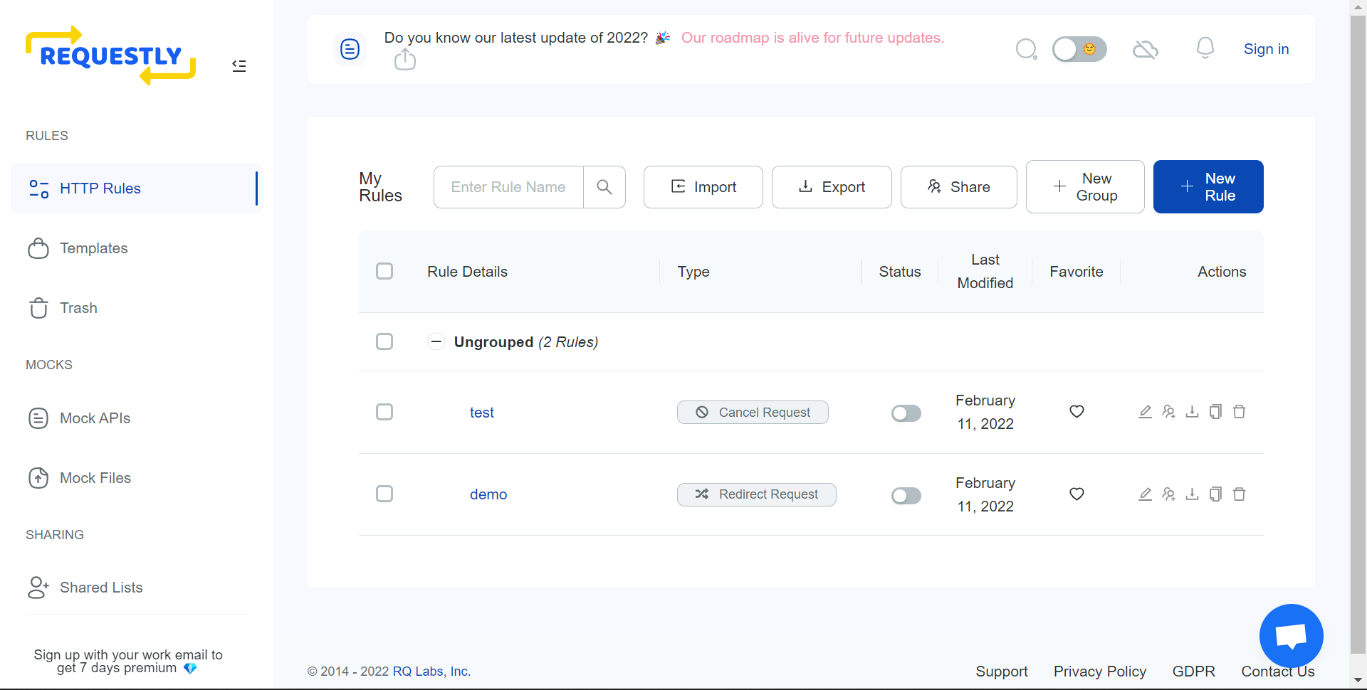 screenshot of Requestly