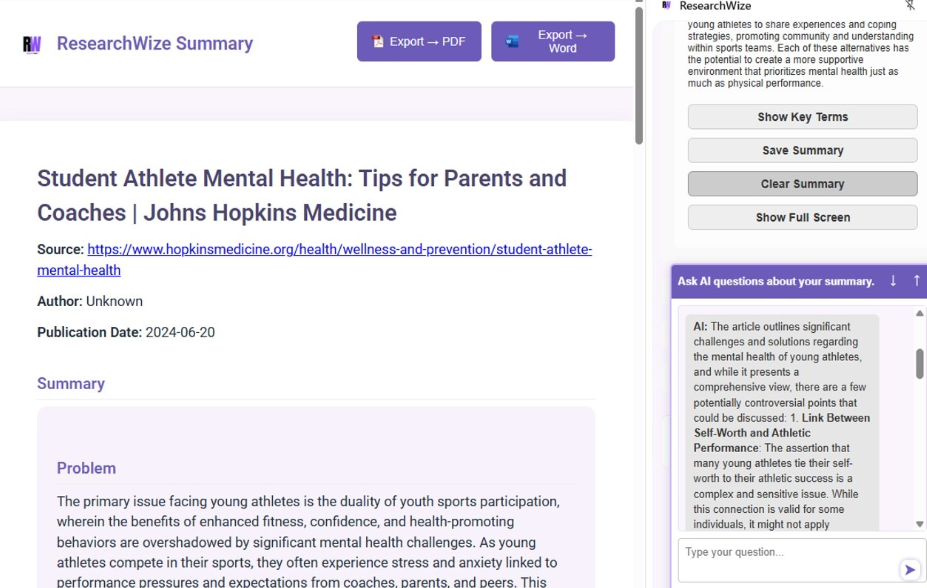 screenshot of ResearchWize