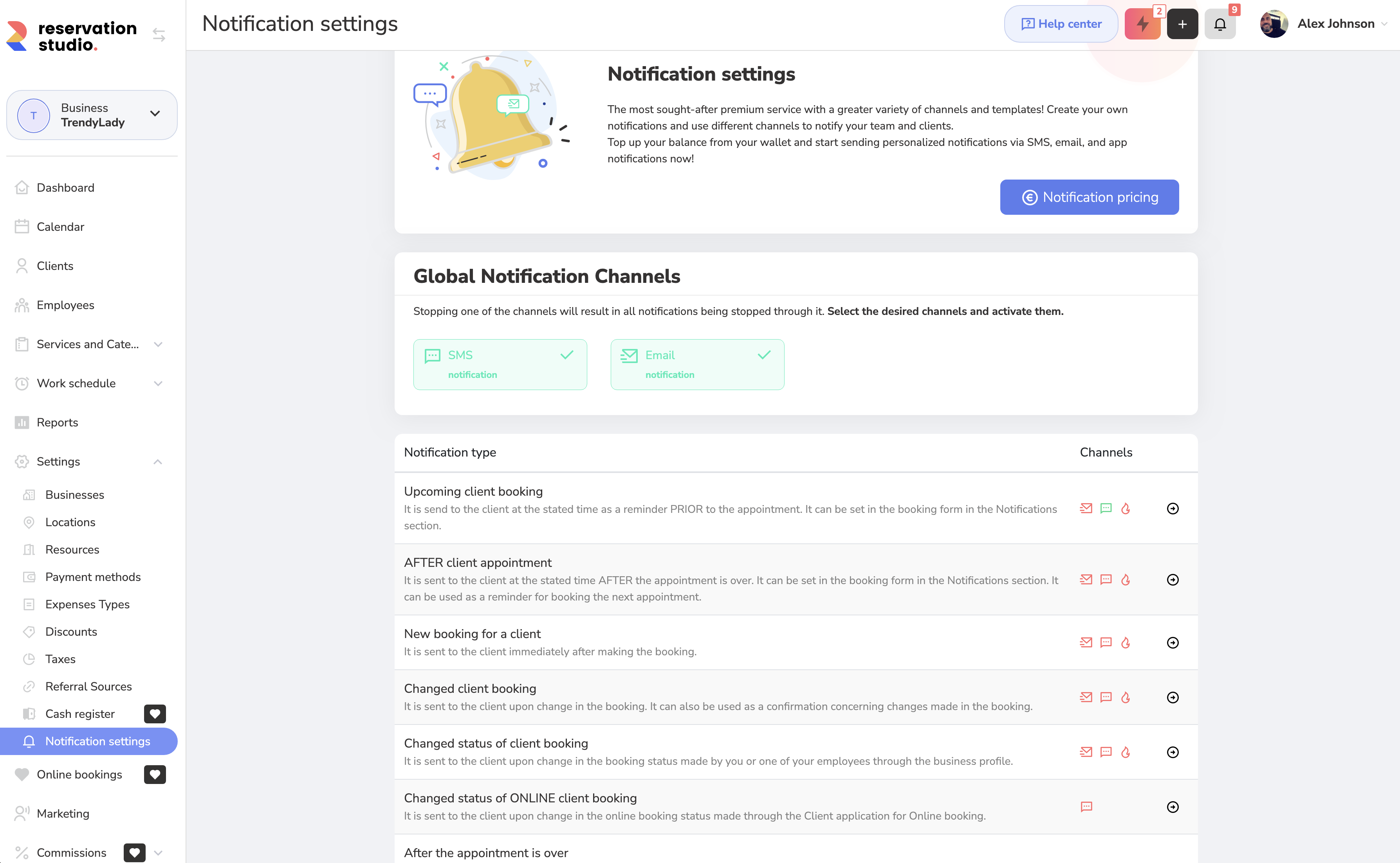 screenshot of Reservation.Studio