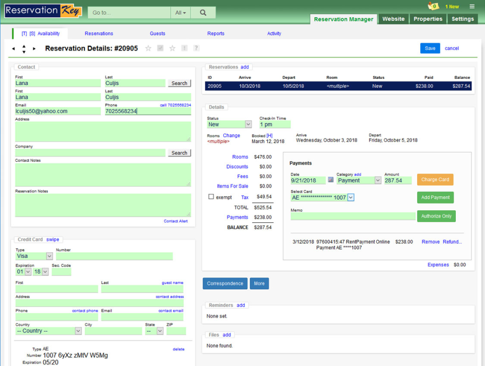 screenshot of ReservationKey