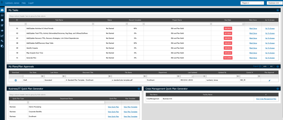 screenshot of ResilienceONE