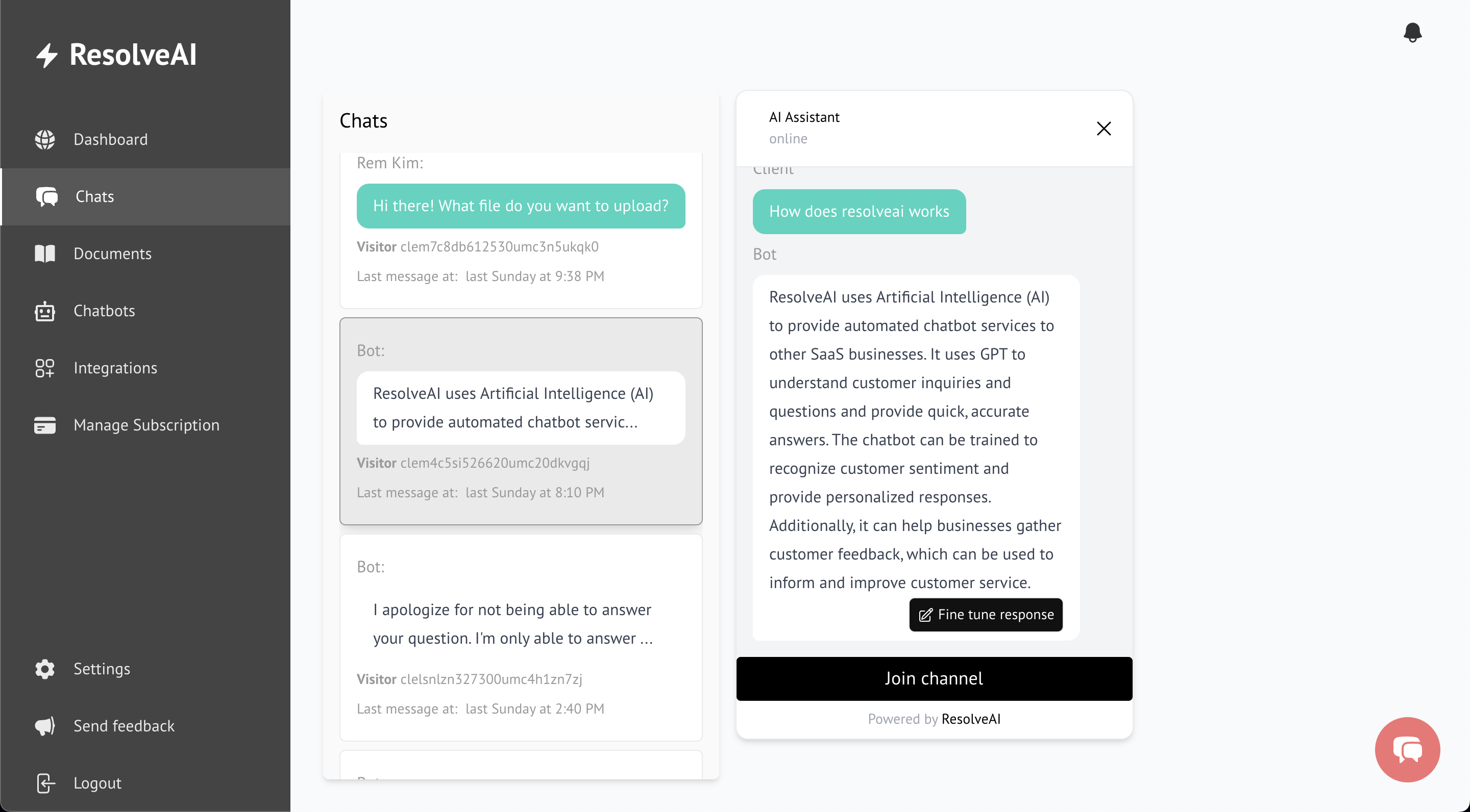 screenshot of ResolveAI