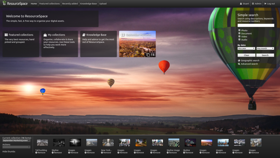screenshot of ResourceSpace