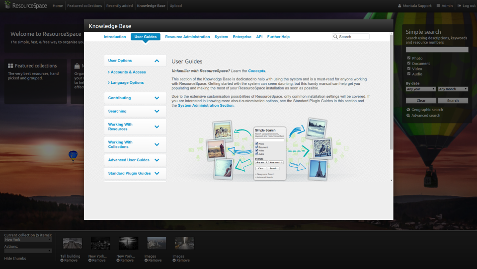 screenshot of ResourceSpace
