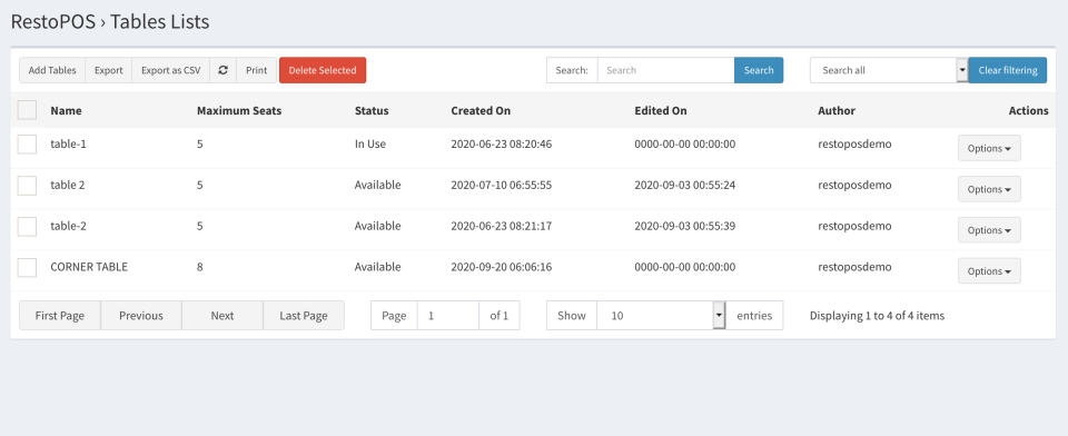 screenshot of RestoPOS