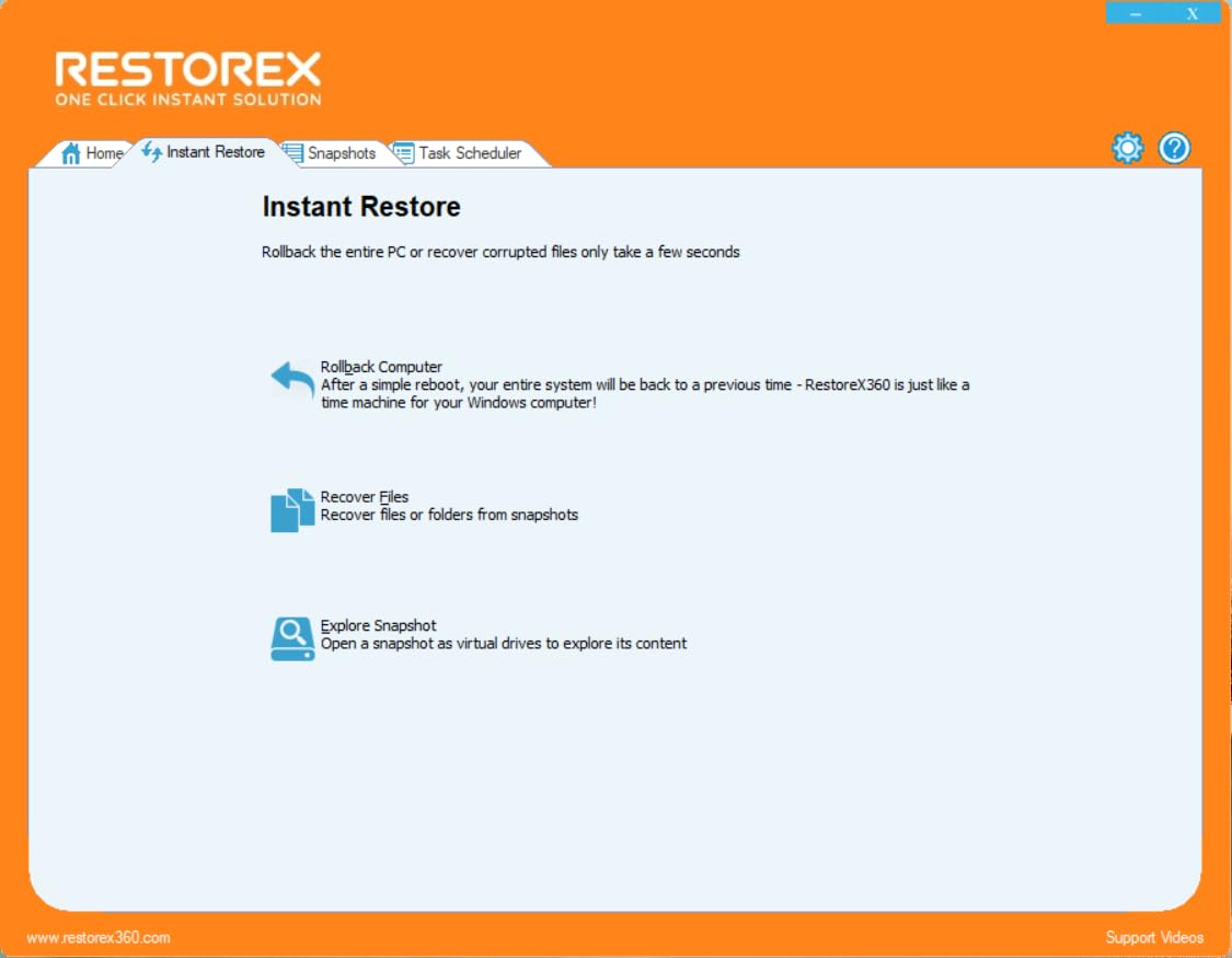 screenshot of RestoreX360