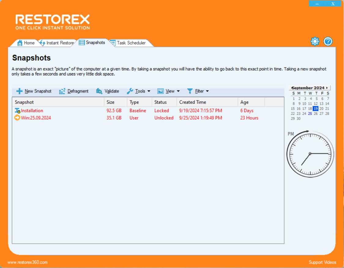 screenshot of RestoreX360