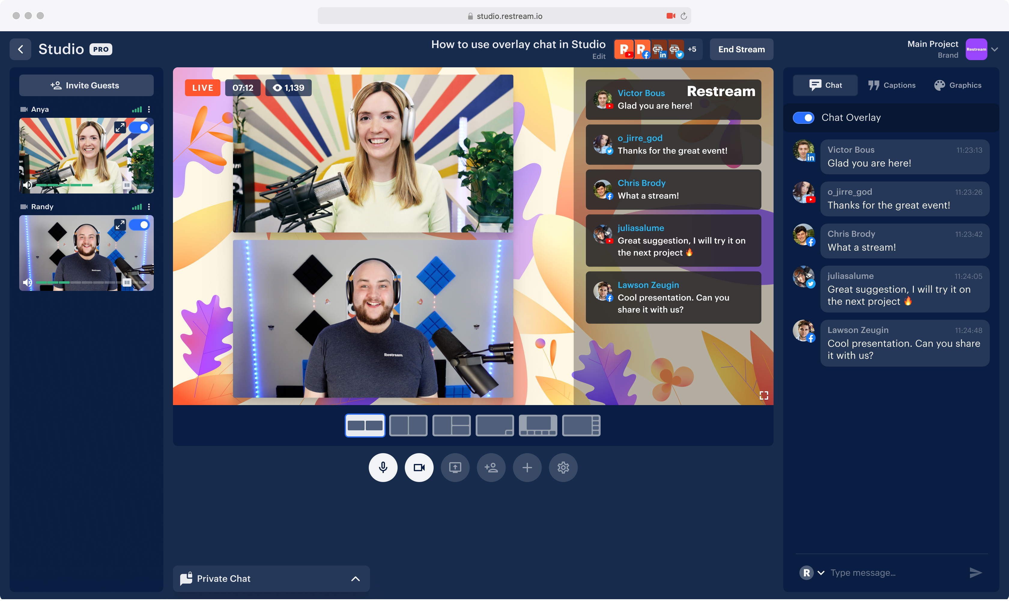 screenshot of Restream