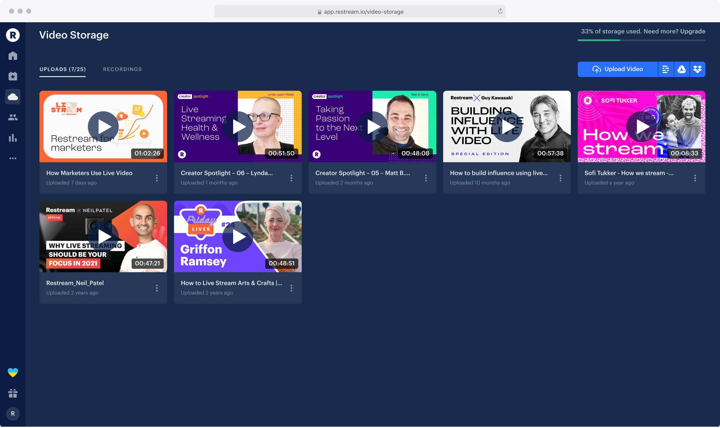 screenshot of Restream