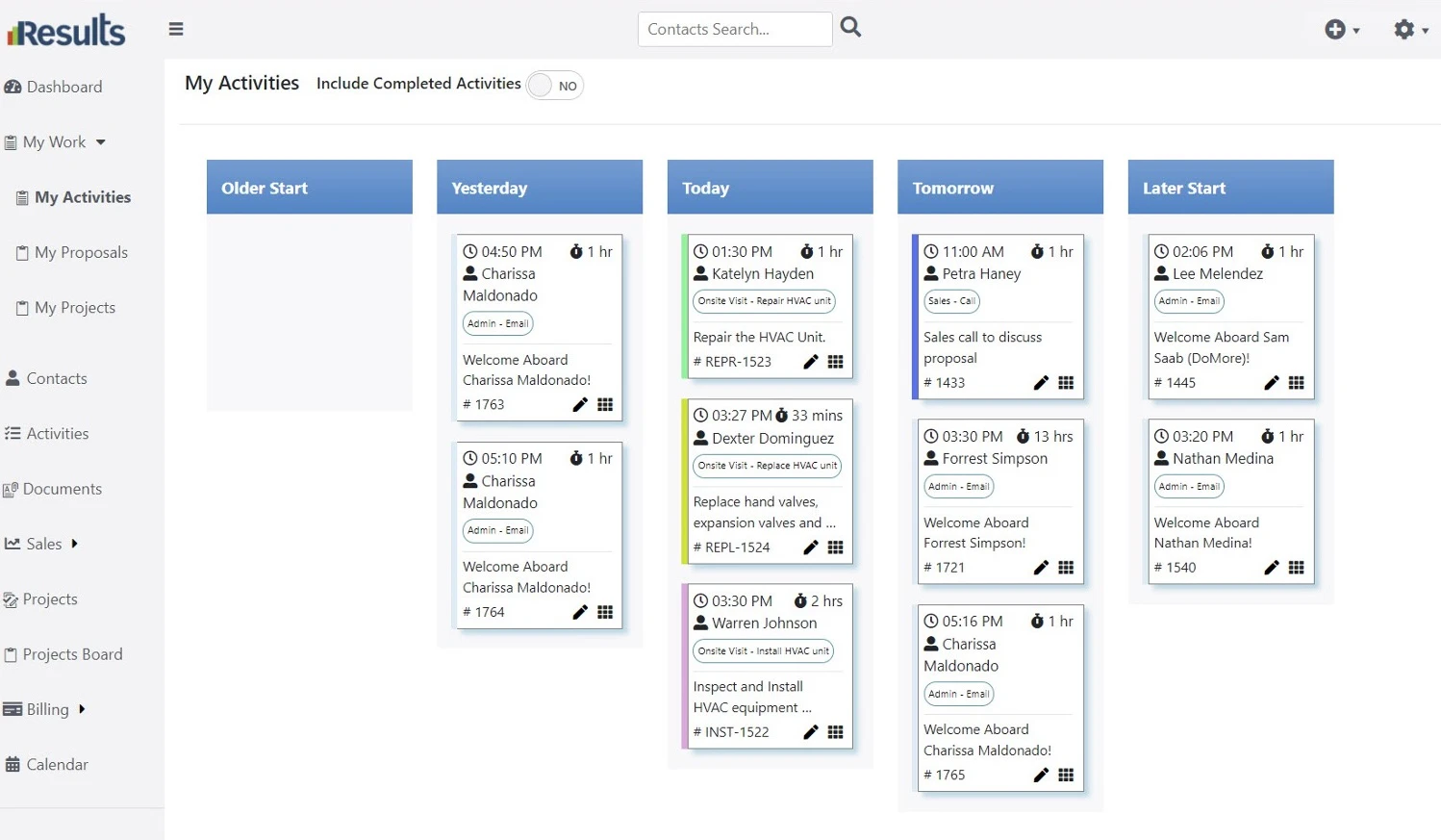 screenshot of Results