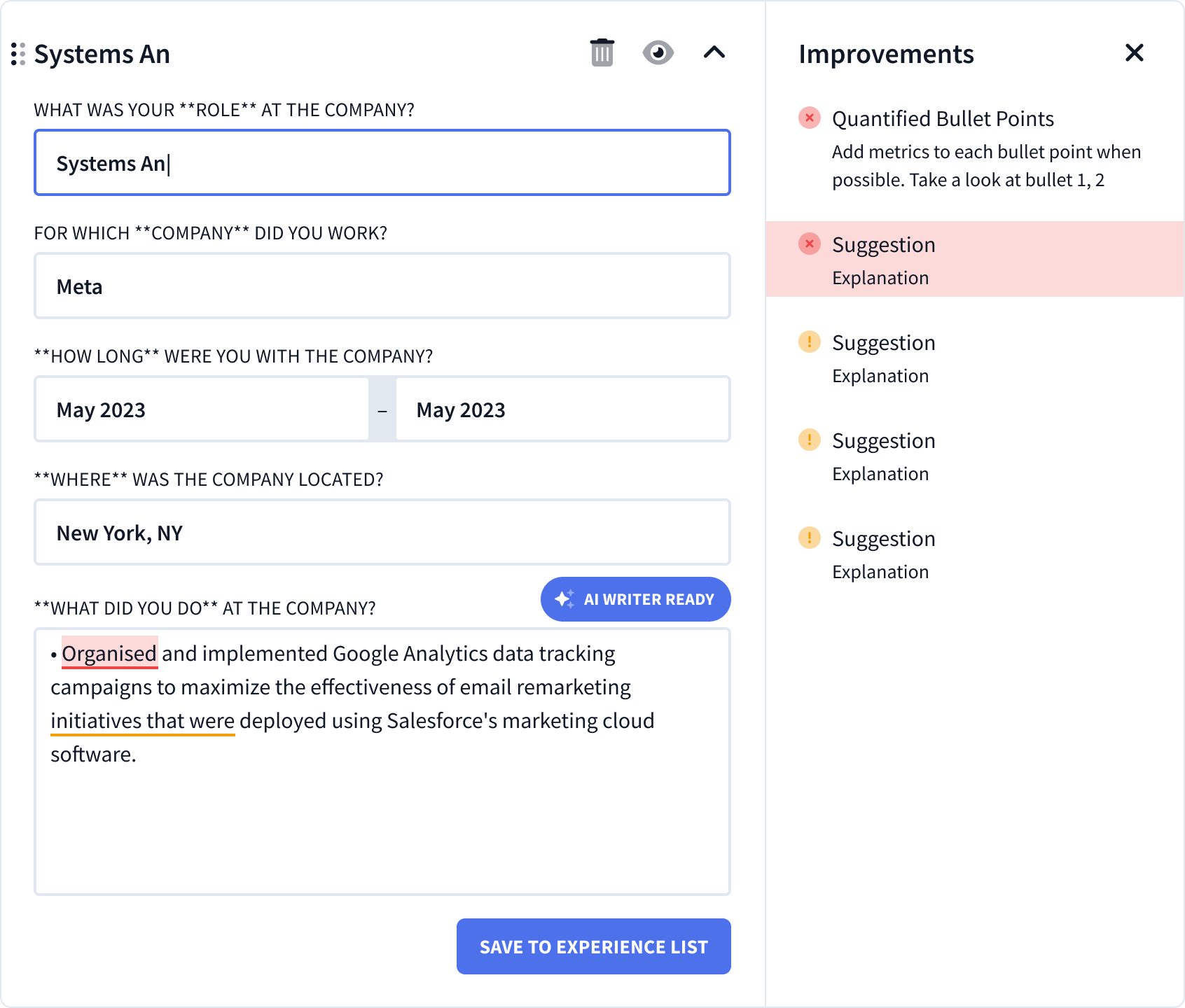 screenshot of Resumatic