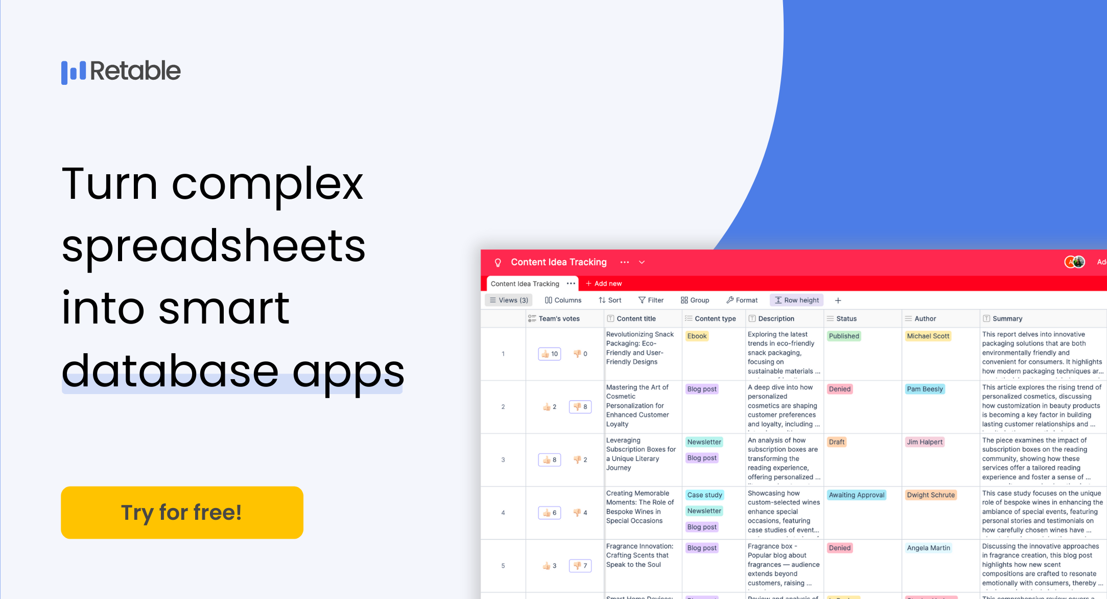 screenshot of Retable