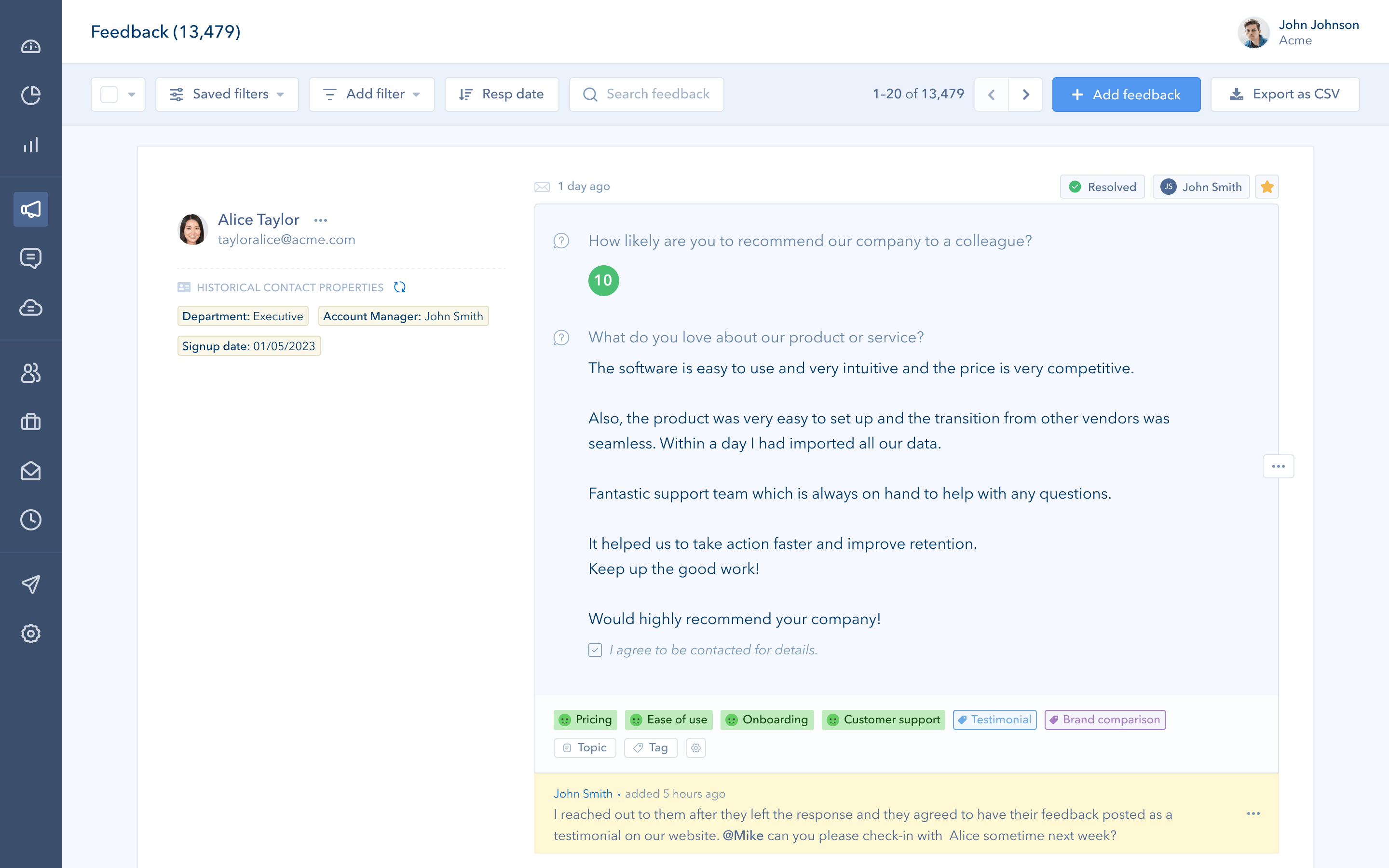 screenshot of Retently