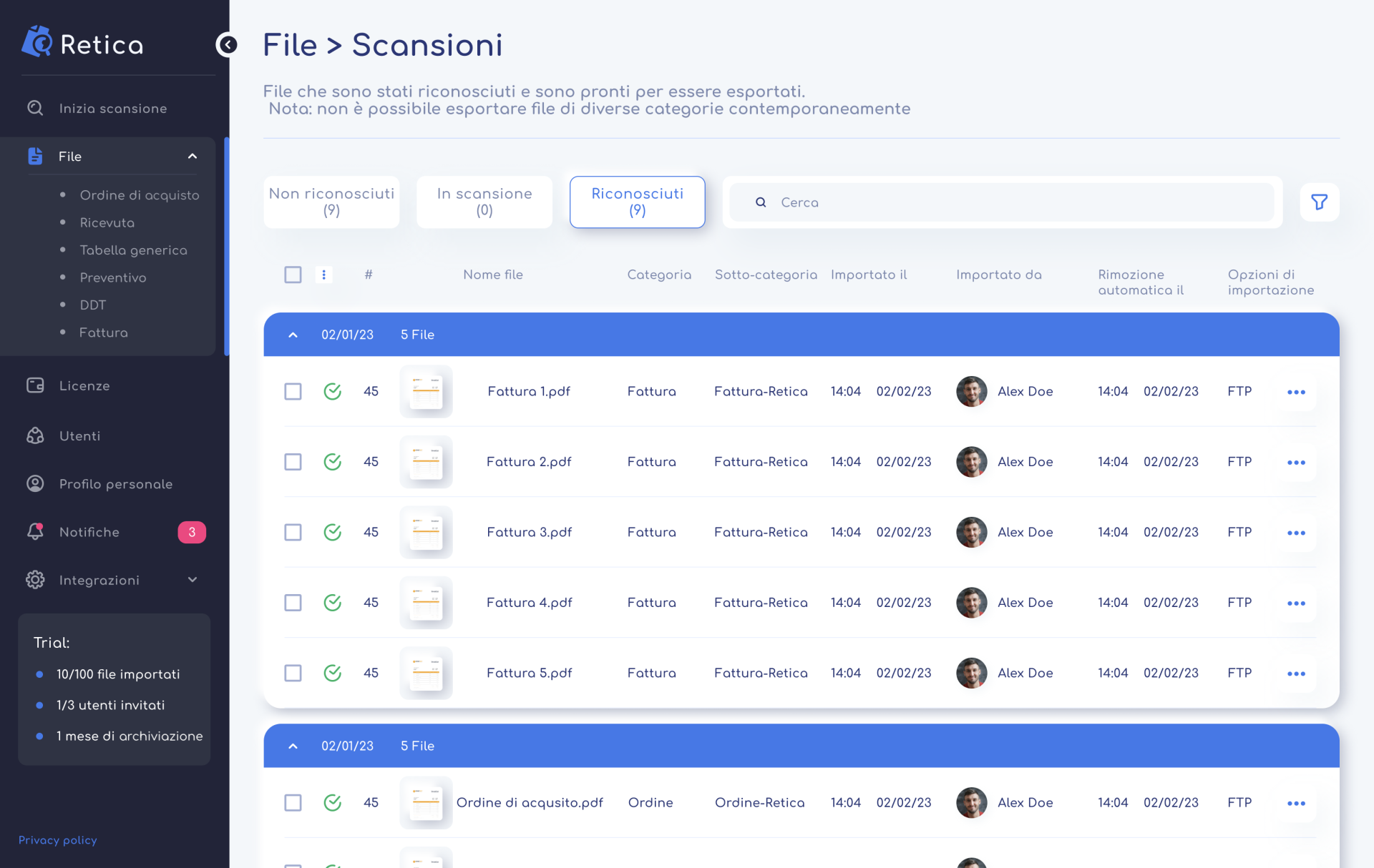 screenshot of Retica