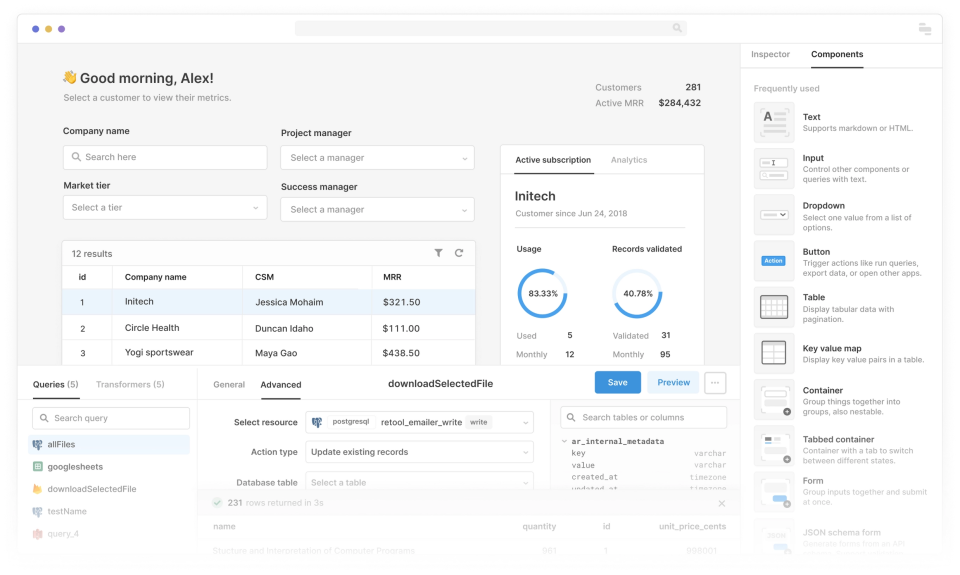 screenshot of Retool