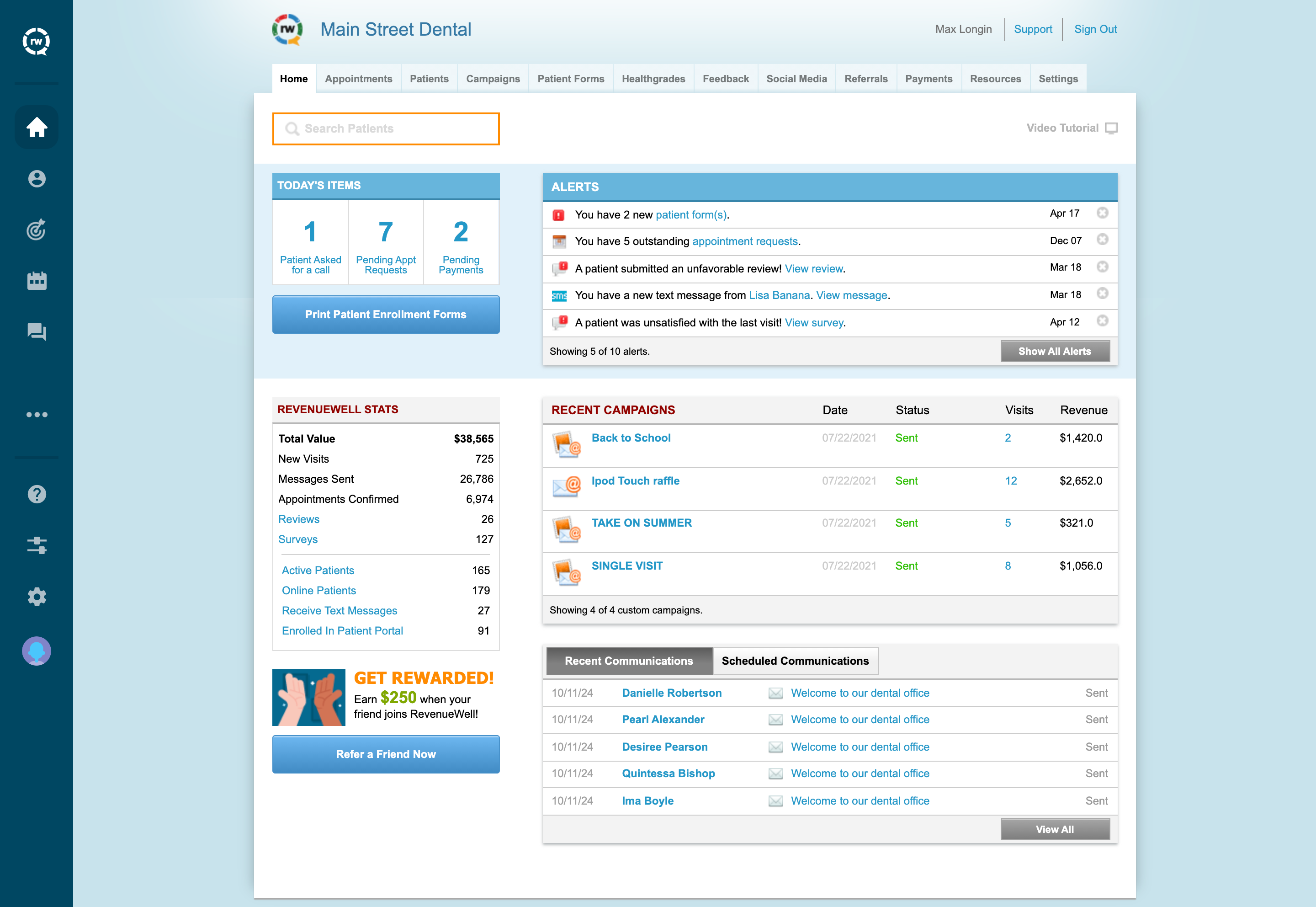 screenshot of RevenueWell