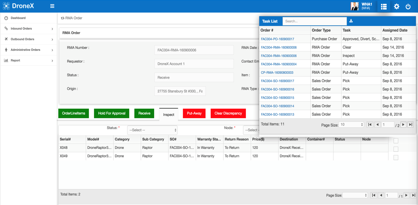 screenshot of ReverseLogix