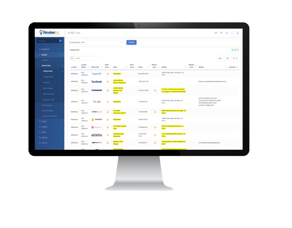 screenshot of ReviewInc