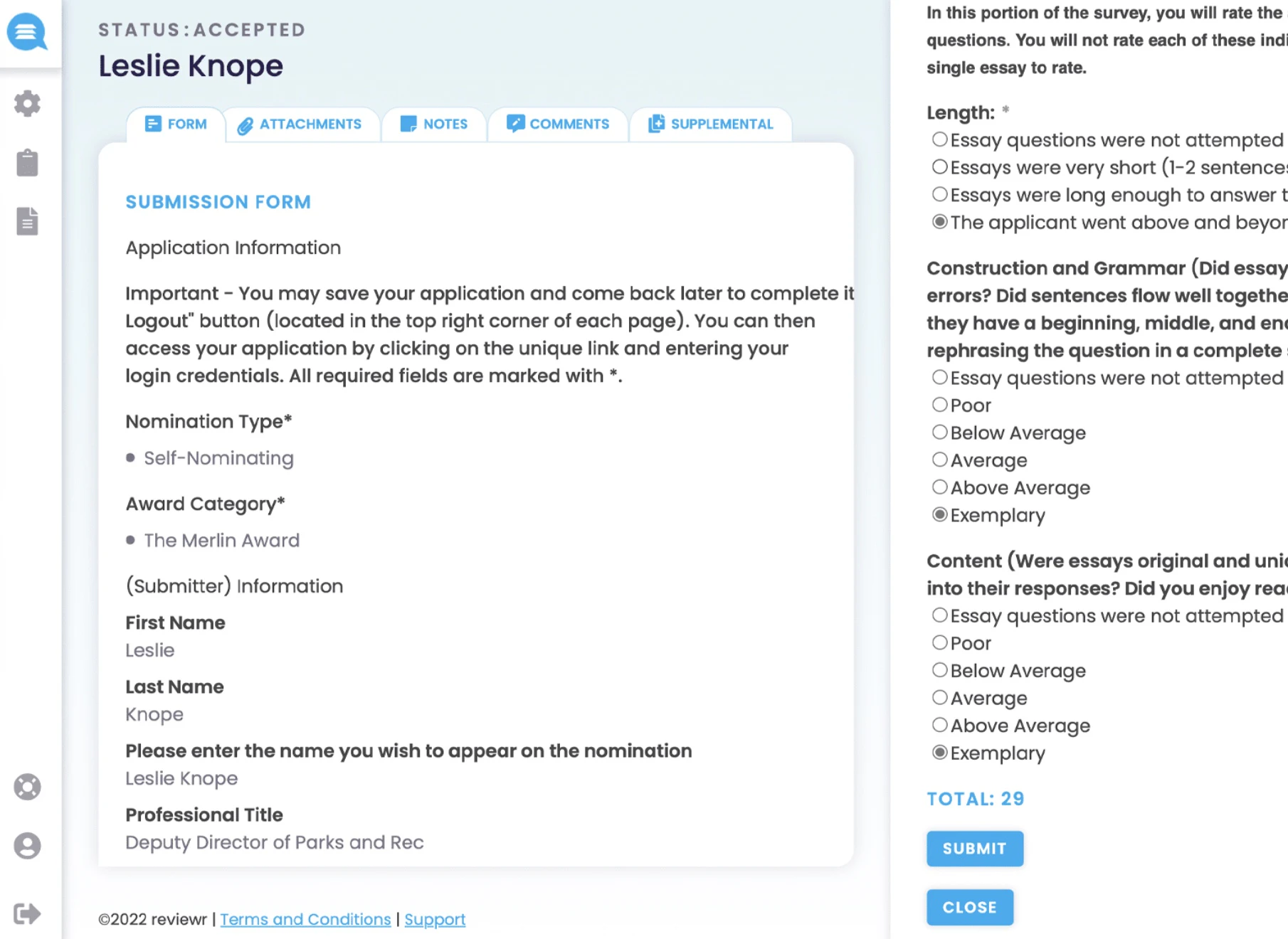 screenshot of Reviewr