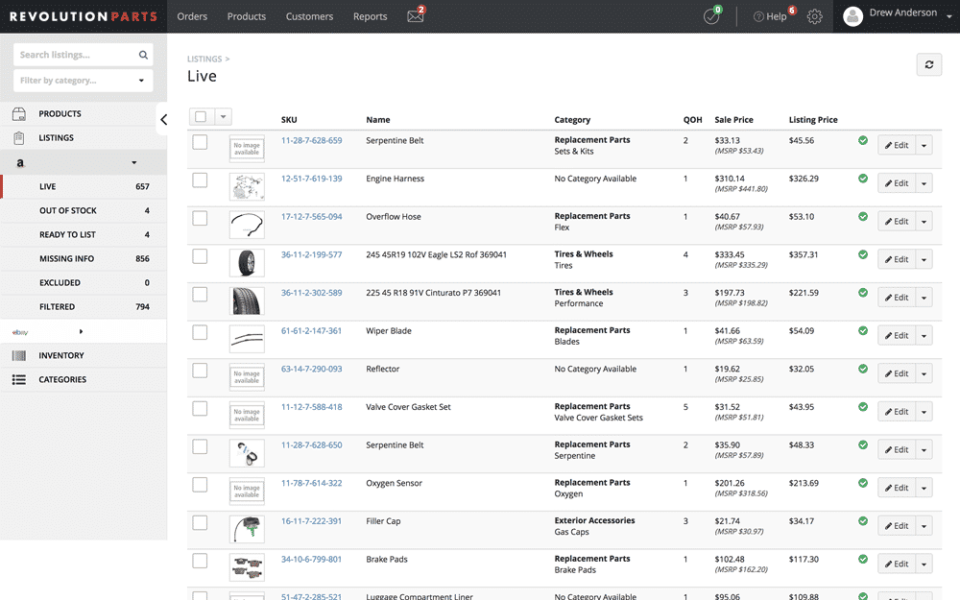 screenshot of RevolutionParts