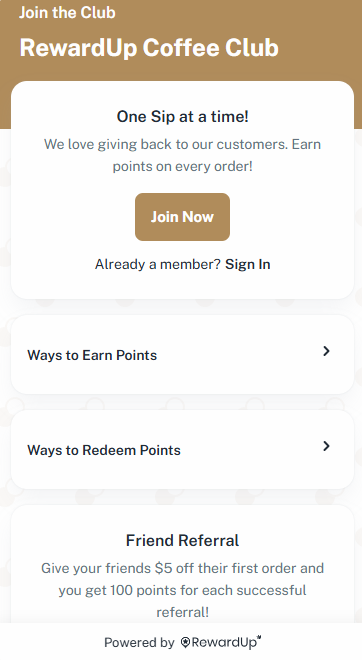 screenshot of RewardUp