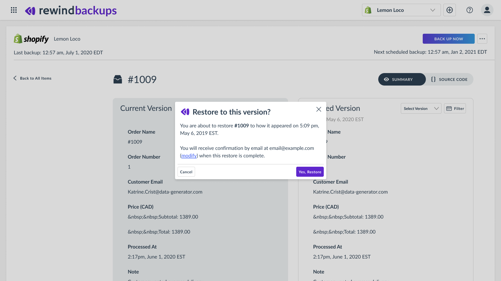 screenshot of Rewind