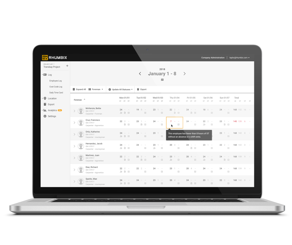 screenshot of Rhumbix