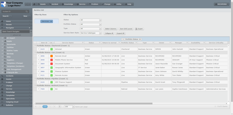 screenshot of Richdesk