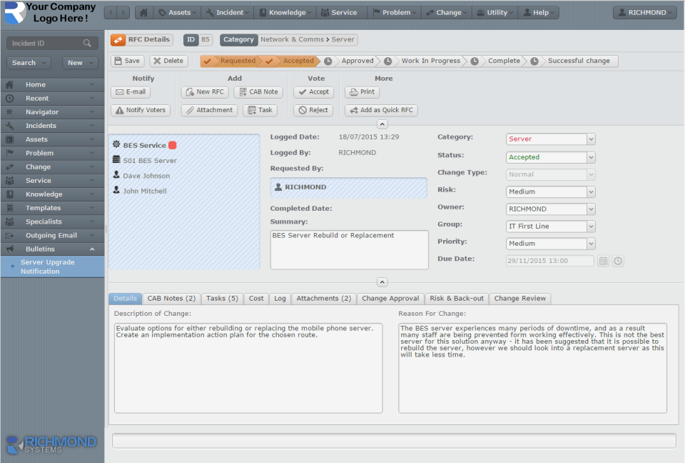 screenshot of Richdesk