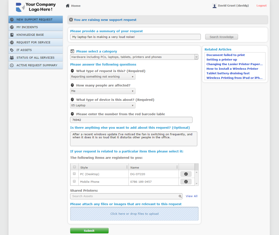 screenshot of Richdesk