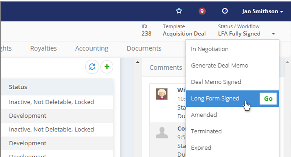 screenshot of Rightsline