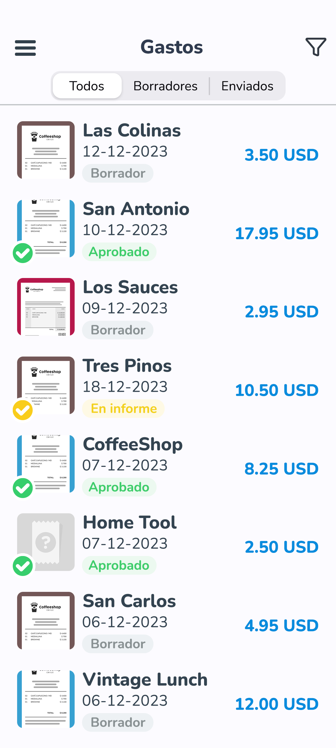 screenshot of Rindegastos