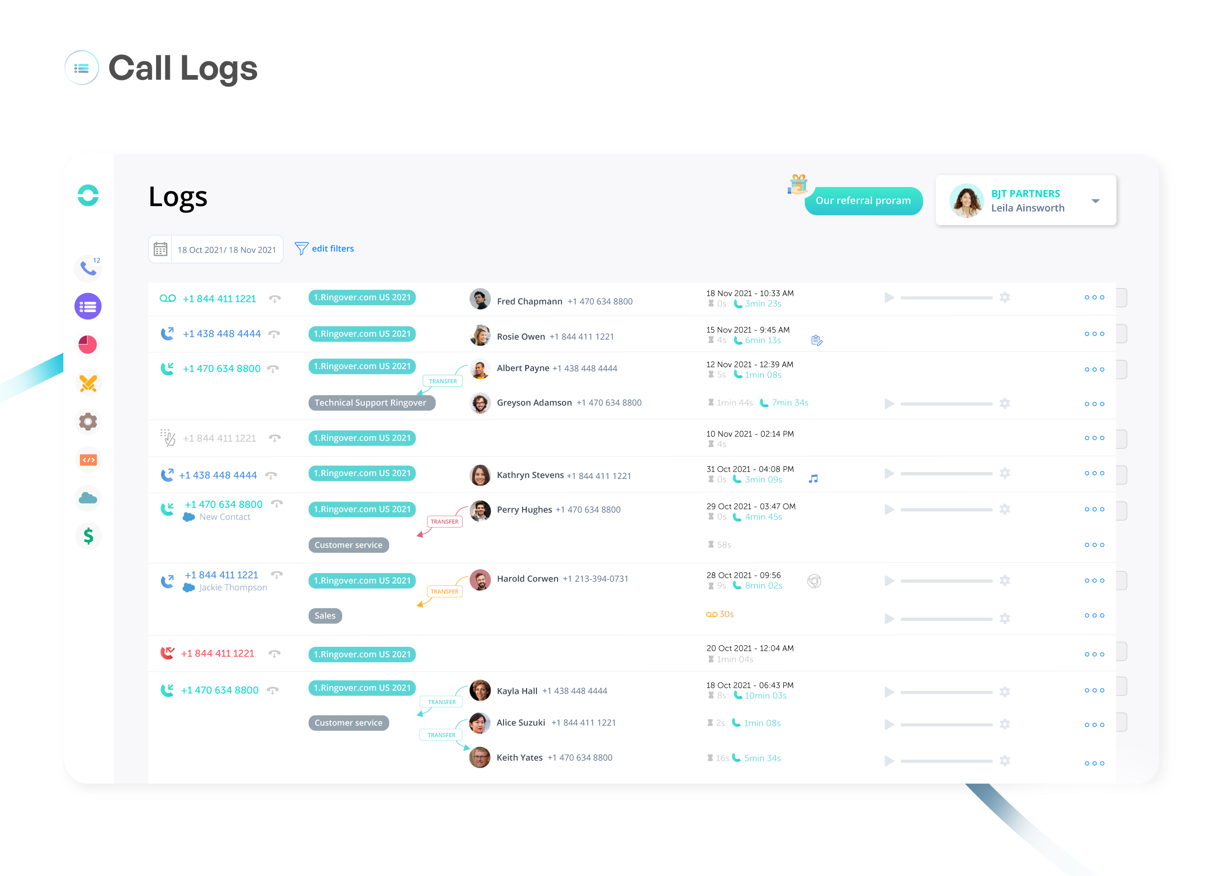 screenshot of Ringover