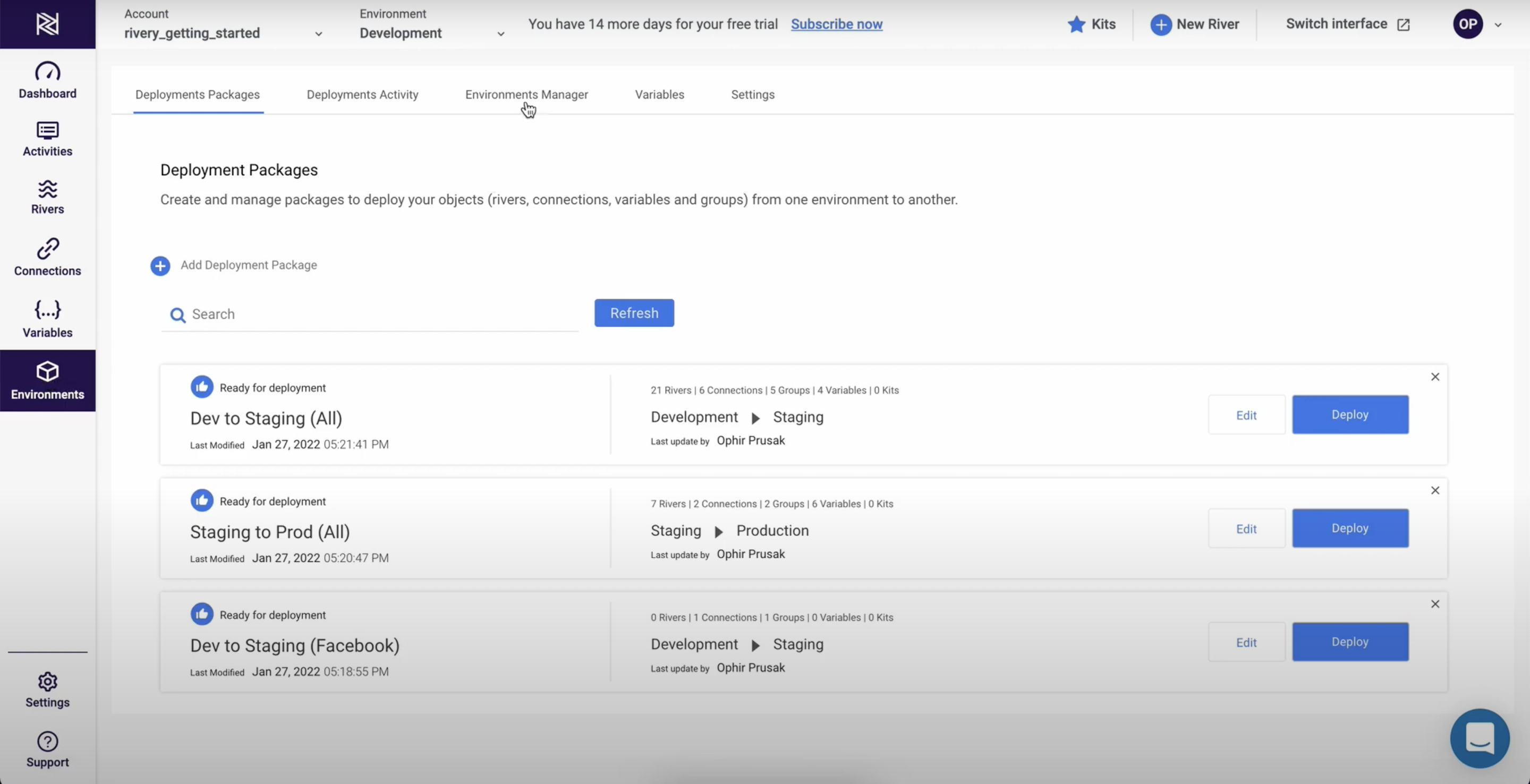 screenshot of Rivery