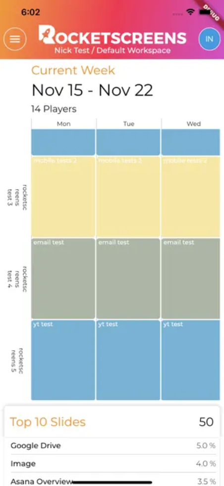 screenshot of RocketScreens