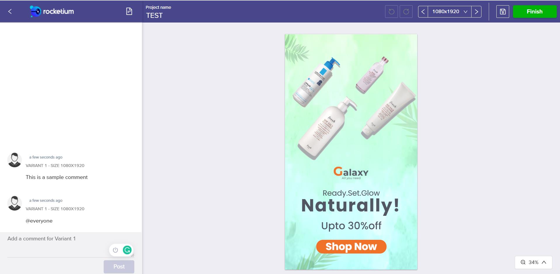 screenshot of Rocketium