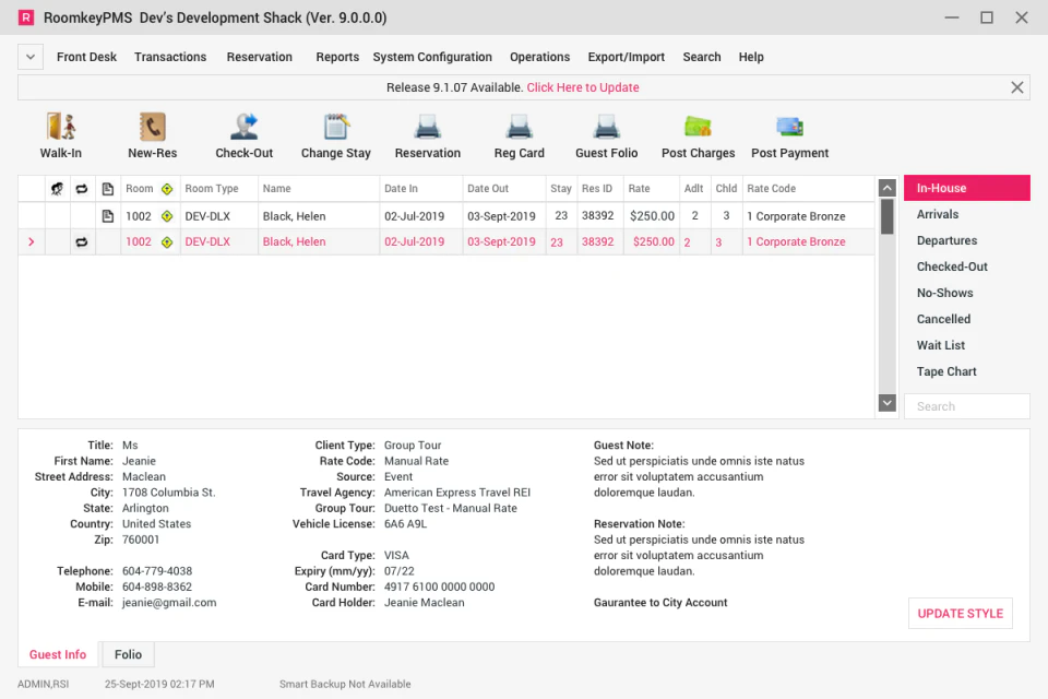 screenshot of RoomKeyPMS
