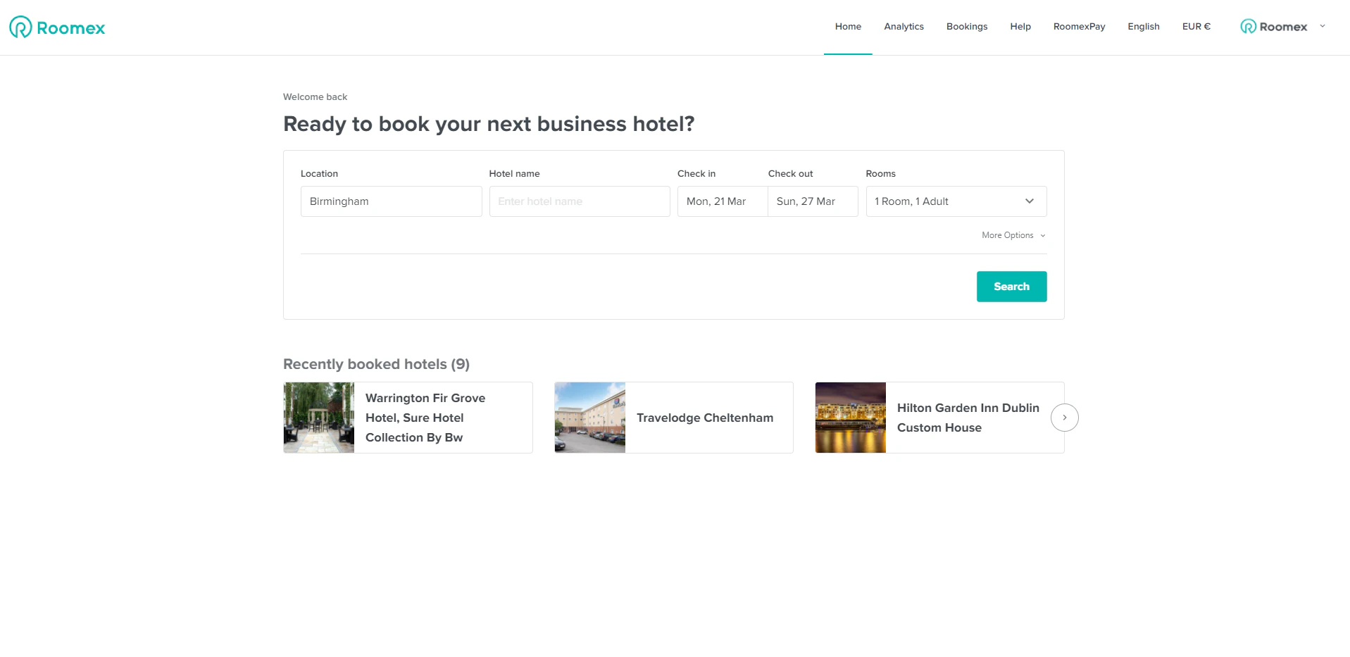 screenshot of Roomex