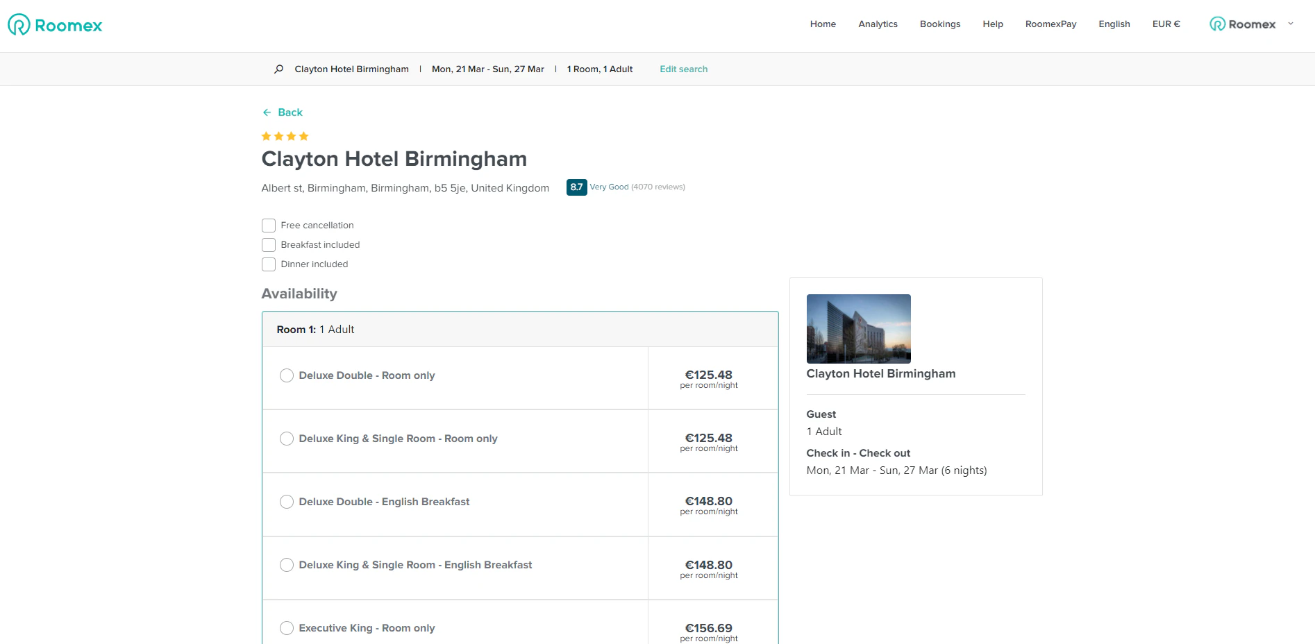 screenshot of Roomex