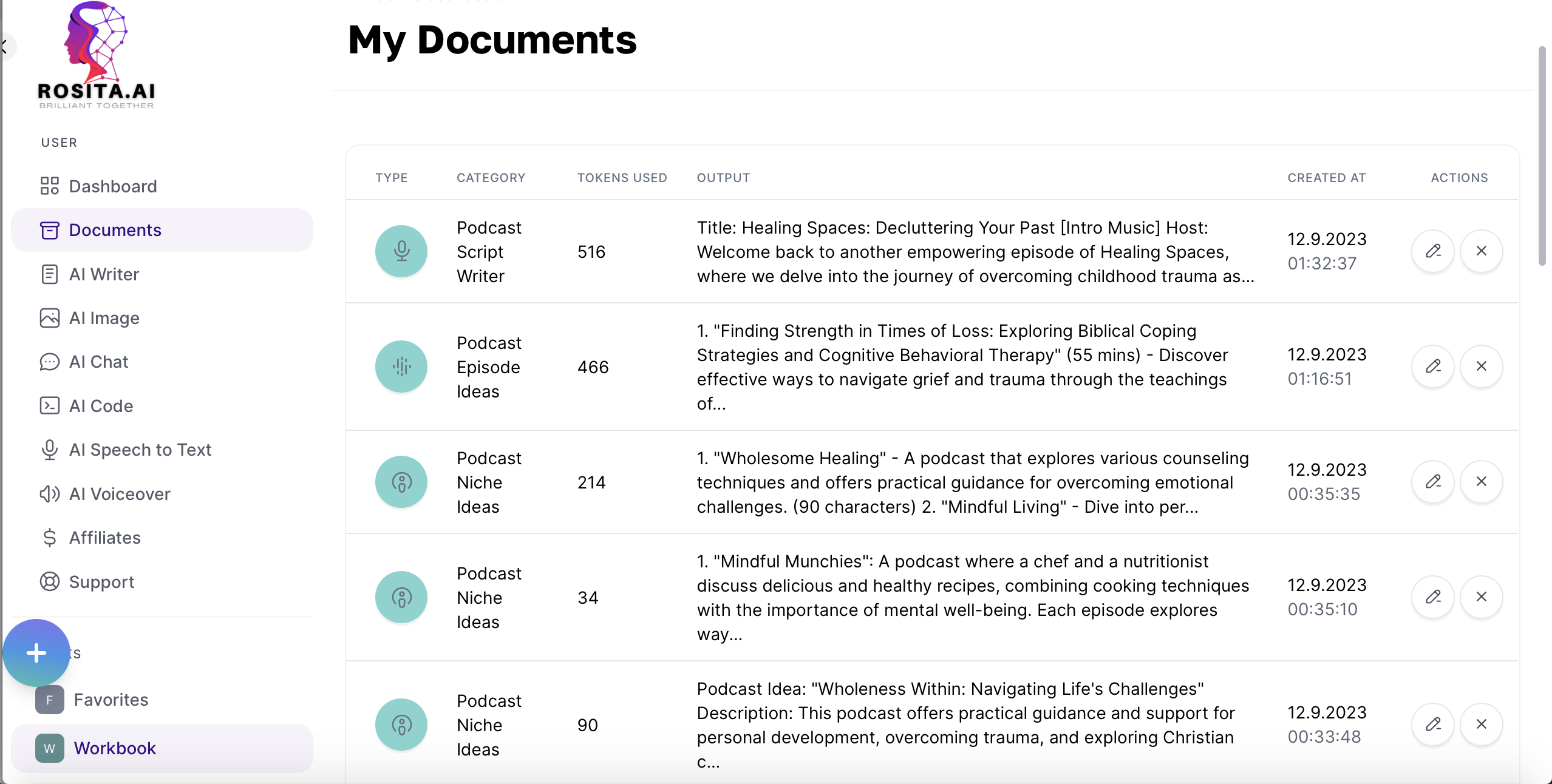 screenshot of Rosita.Ai