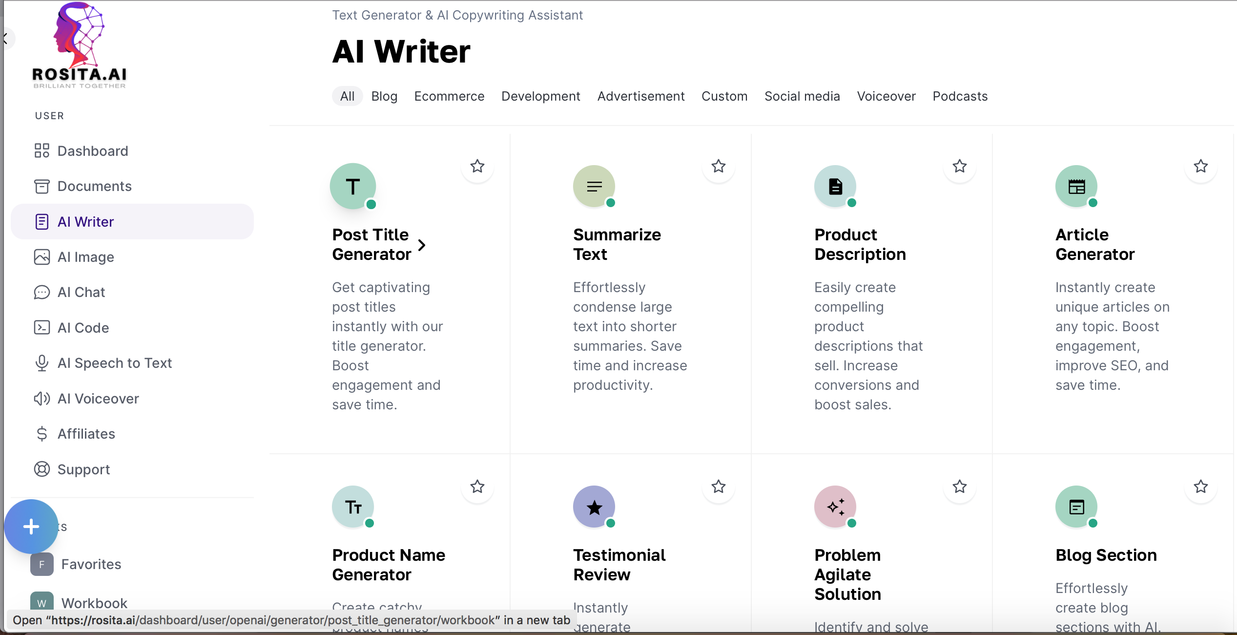screenshot of Rosita.Ai