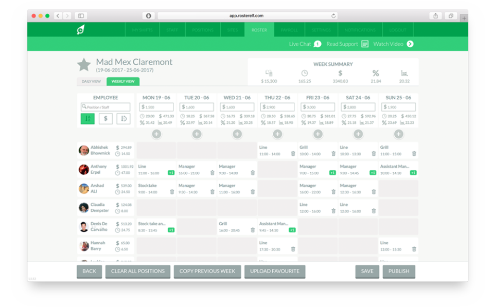 screenshot of RosterElf