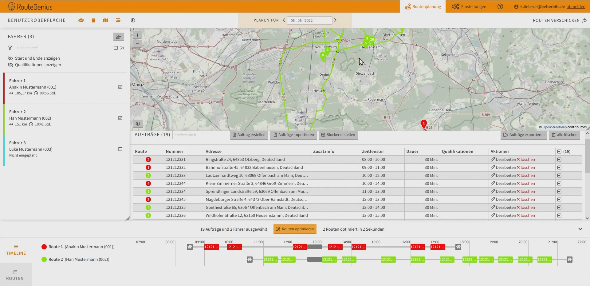 screenshot of RouteGenius